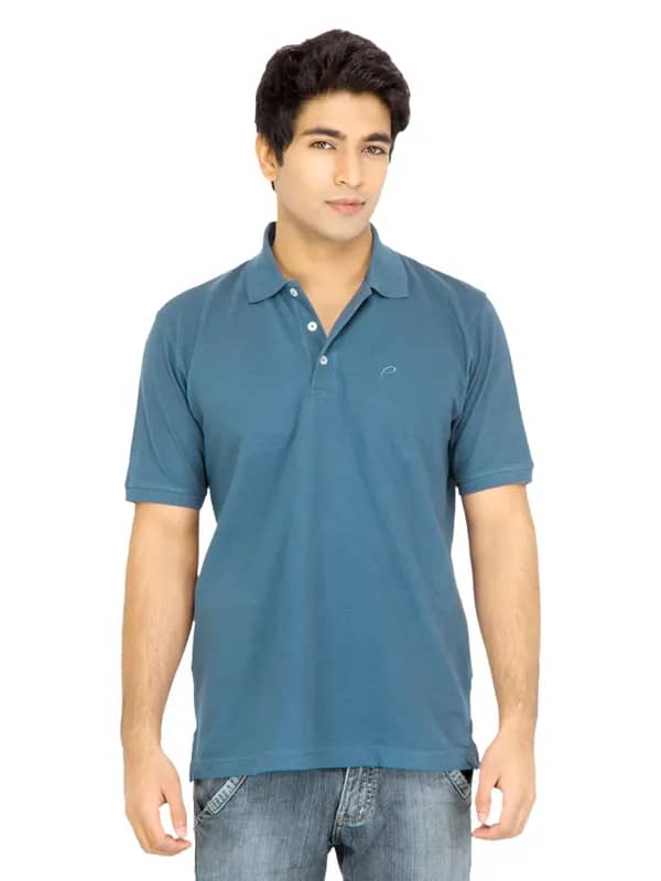 Proline Men Solid Blue Polo Tshirt