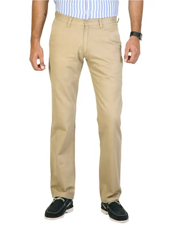 Highlander Men Classic Chinos Beige Trousers