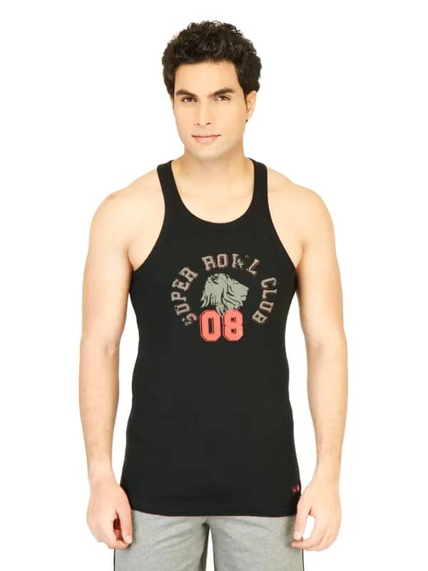 Facit Men Black Innerwear Vest