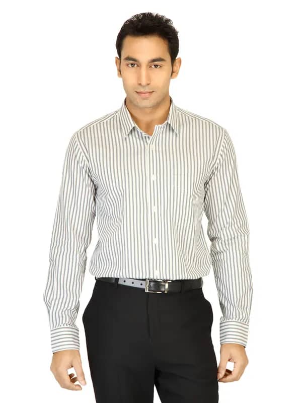 Black Coffee Men Stripes White Shirt