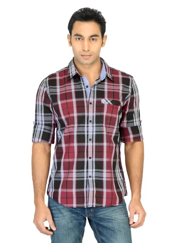 Turtle Check Men Red Shirt