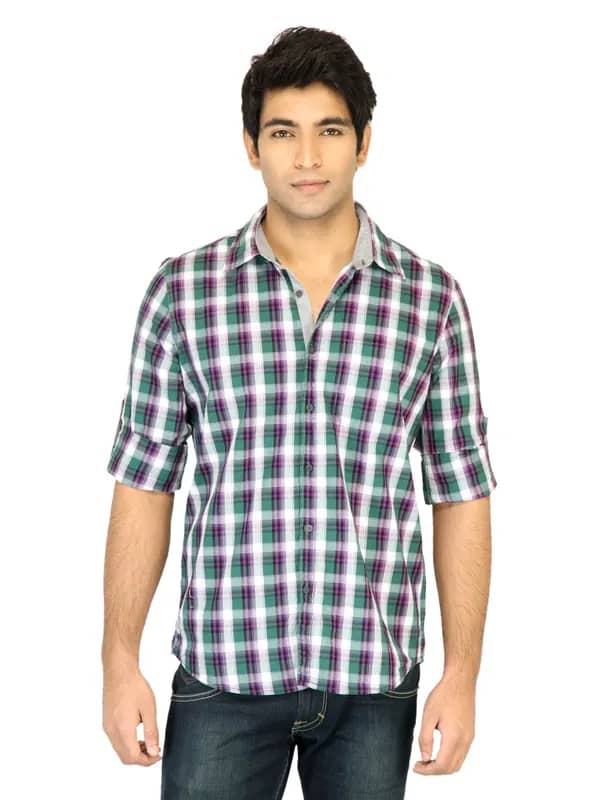 Turtle Check Men Green Shirt
