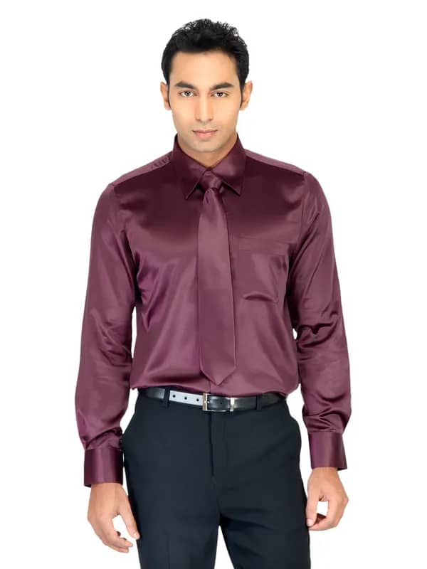 Turtle Solid Men Burgundy Shirt