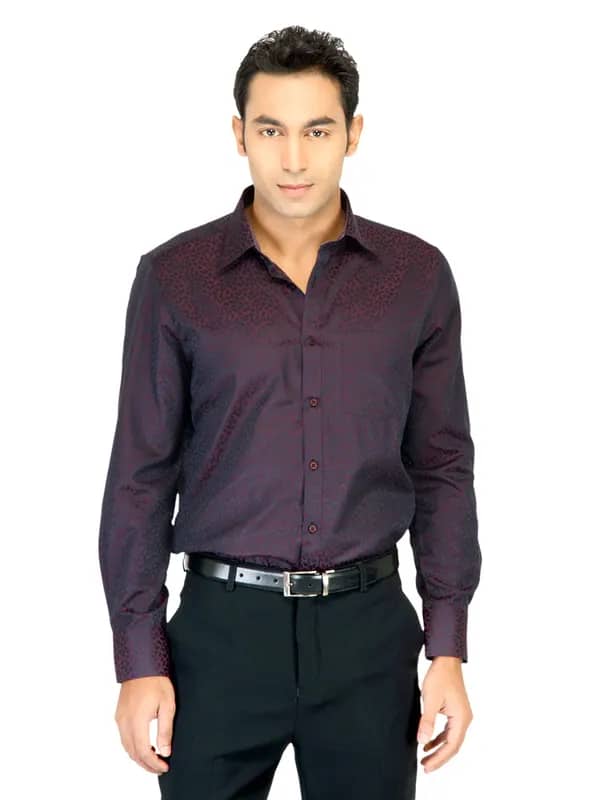 Turtle Solid Men Purple Shirt