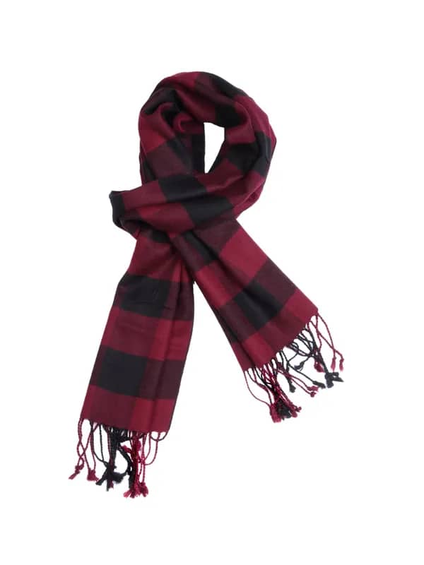 Turtle Check Men Maroon Scarf