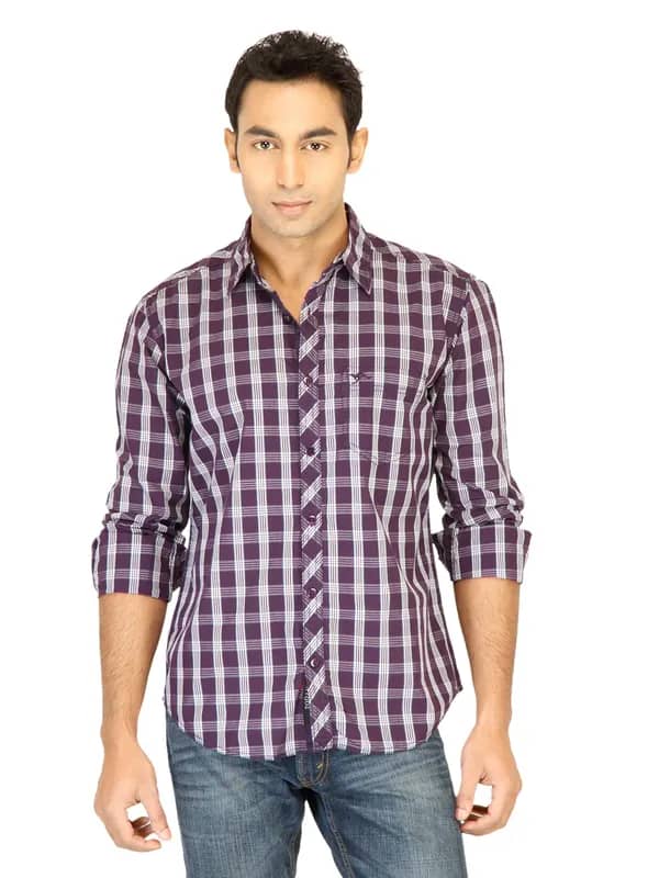 Highlander Men Check Purple Shirt