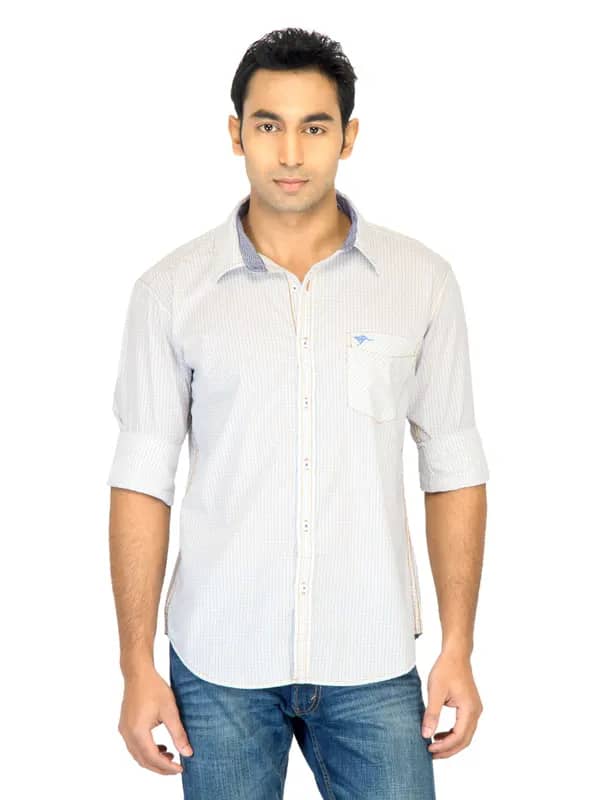 Highlander Men Check White Shirt