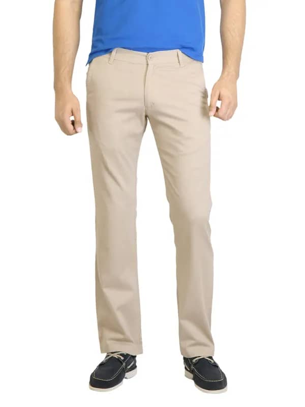 Highlander Men Solid Beige Trouser