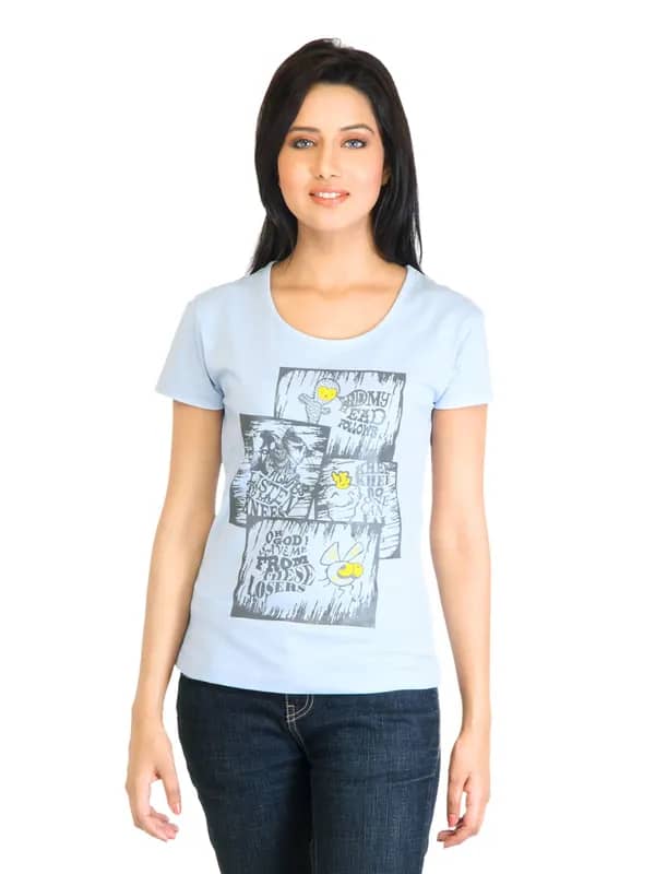 Tokyo Talkies Women Printed Blue Top