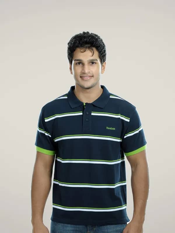 Reebok Men Navy Blue Polo T-shirt