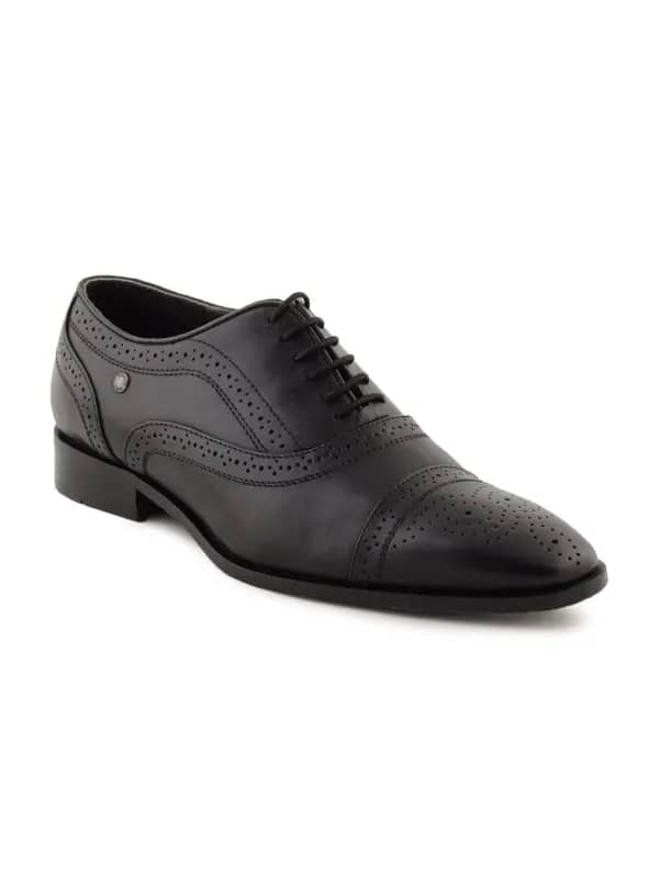 Enroute Men Leather Black Formal Shoes