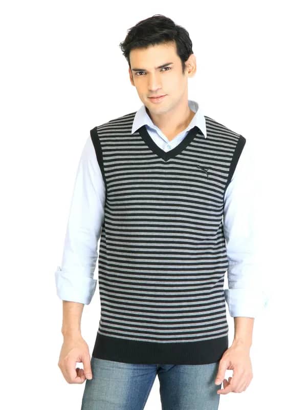 Puma Men Stripped SL Grey Sweater