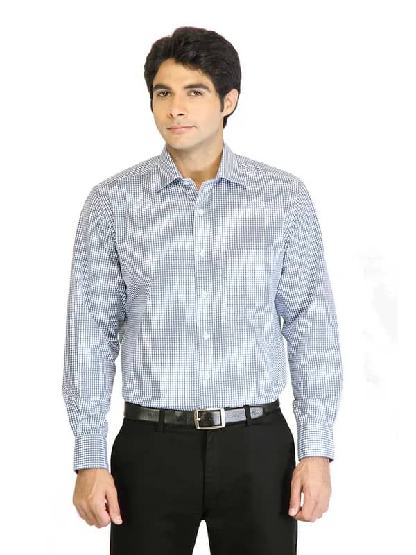 Peter England Men Check Blue Shirt