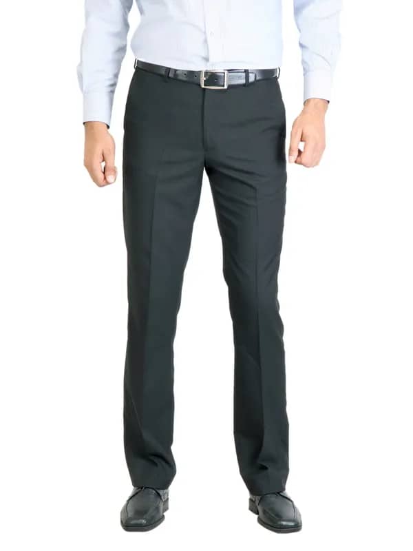 Peter England Men Stripes Black Trouser