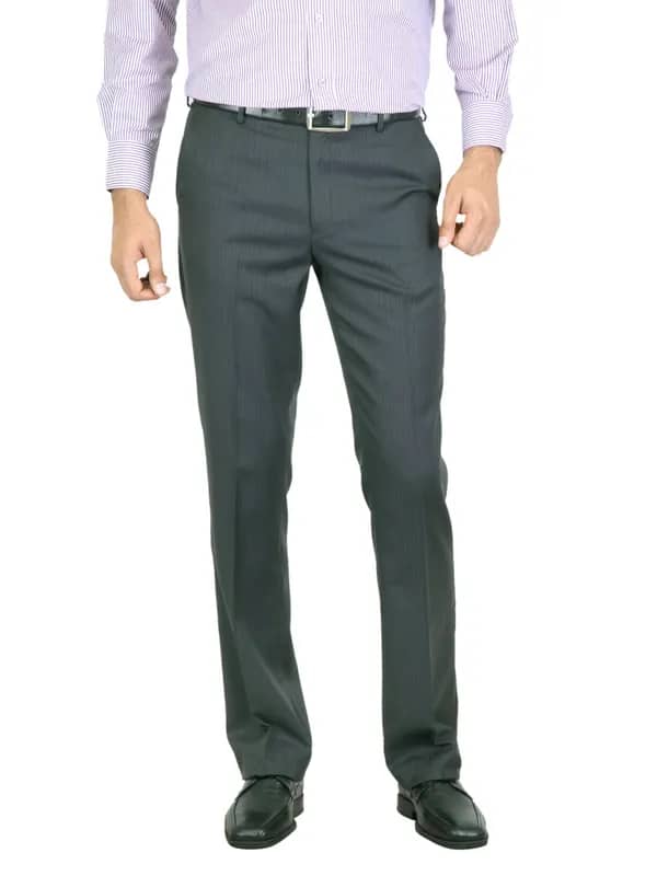 Peter England Men Stripes Navy Blue Trouser