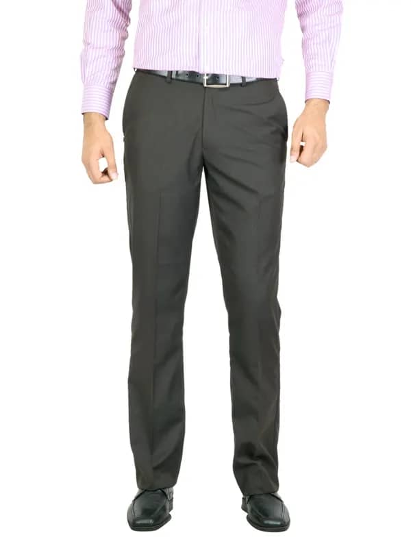 Peter England Men Stripes Dark Brown Trouser