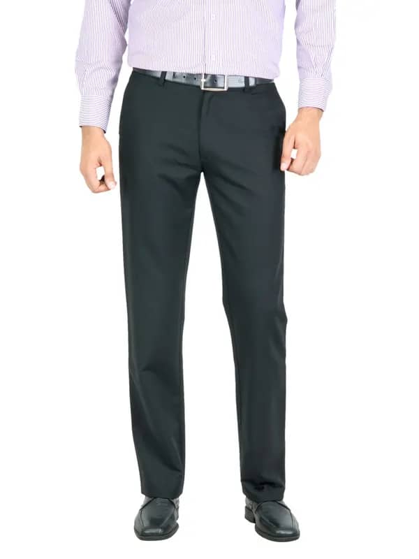 Peter England Men Solid Black Trouser