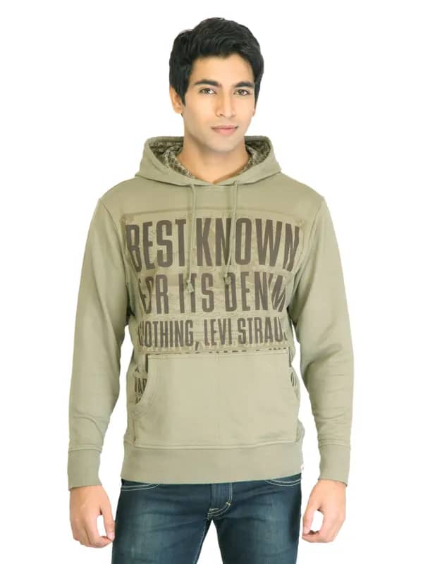 Levis Men Printed Olive Sweatshirts