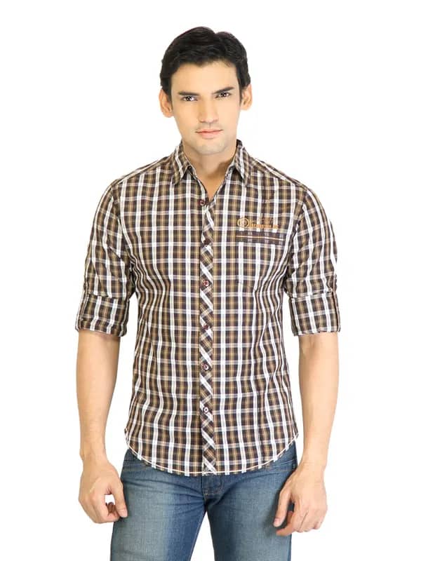 Locomotive Men Check Brown Shirt