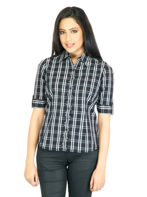 Scullers Women Check Black Shirt