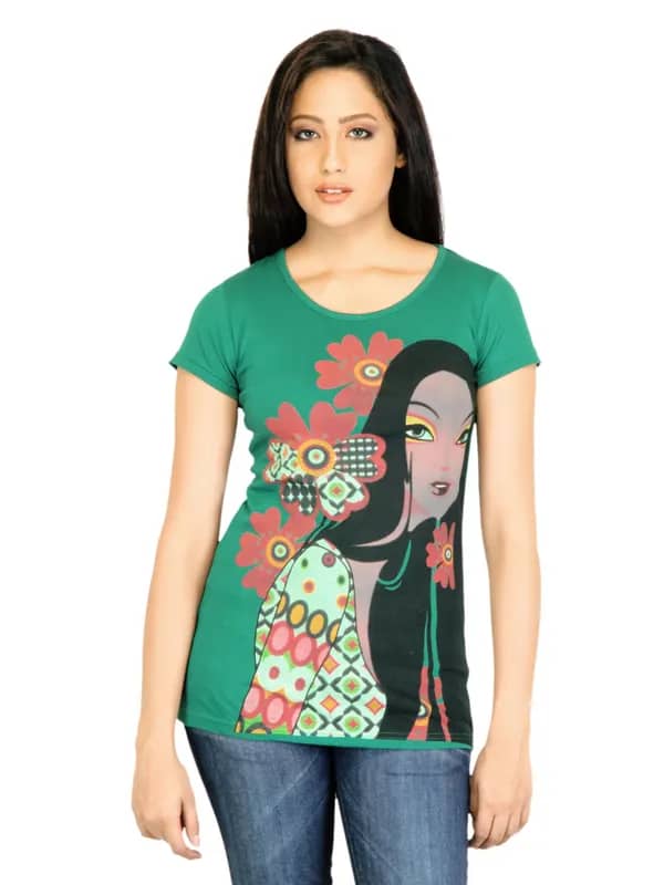 Jealous 21 Women Printed Green Top