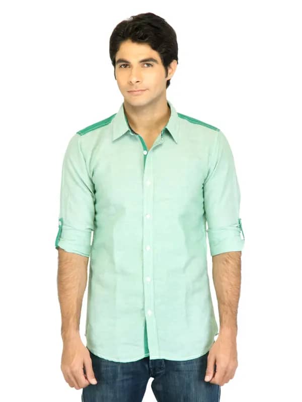 Probase Men Stripes Green Shirt