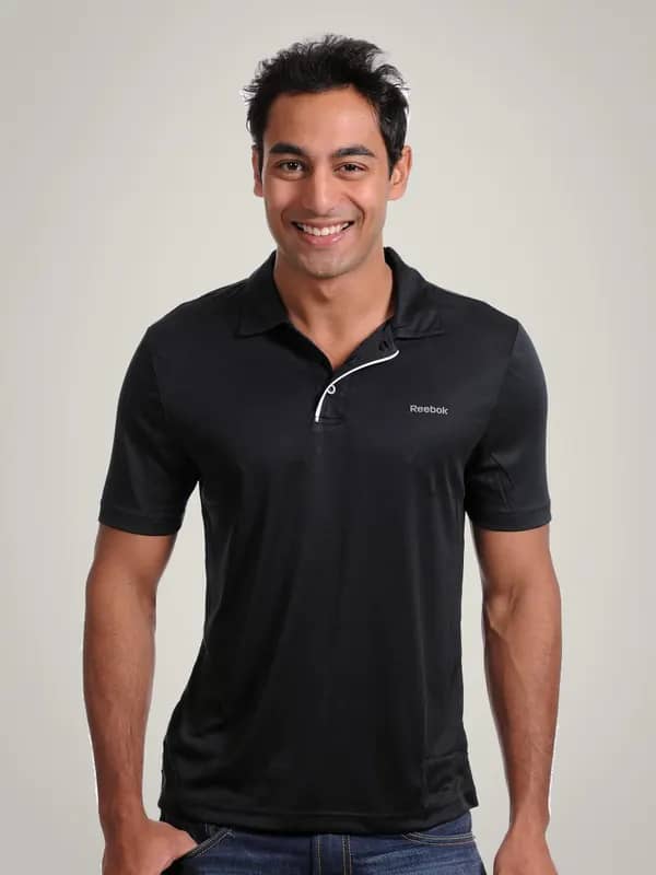 Reebok Men Black Polo T-shirt