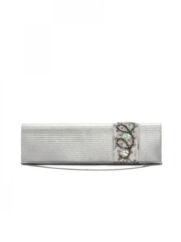 Spice Art Women Shimmer Silver Clutch