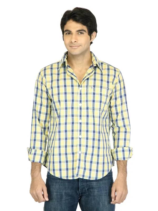 Highlander Men Check Yellow Shirt