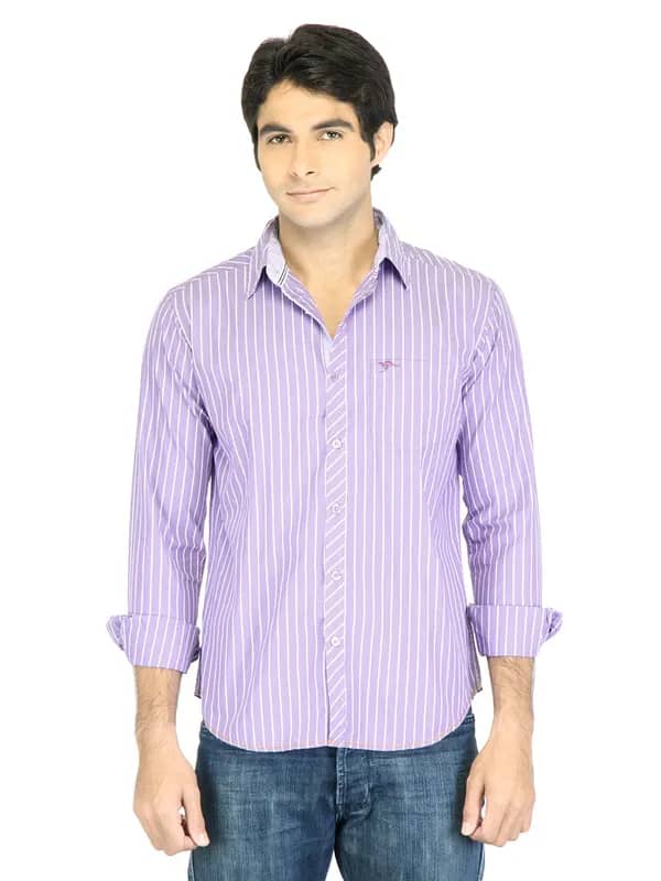 Highlander Men Stripes Purple Shirt