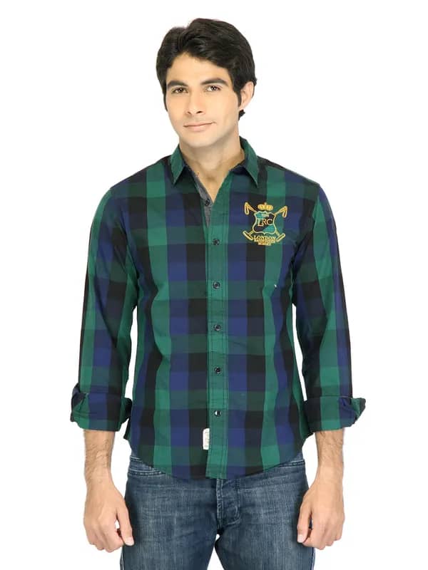 Locomotive Men Check Green Shirt
