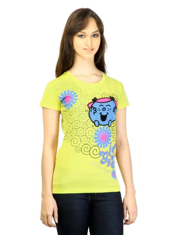 Little Miss Women Printed Yellow T-shirt