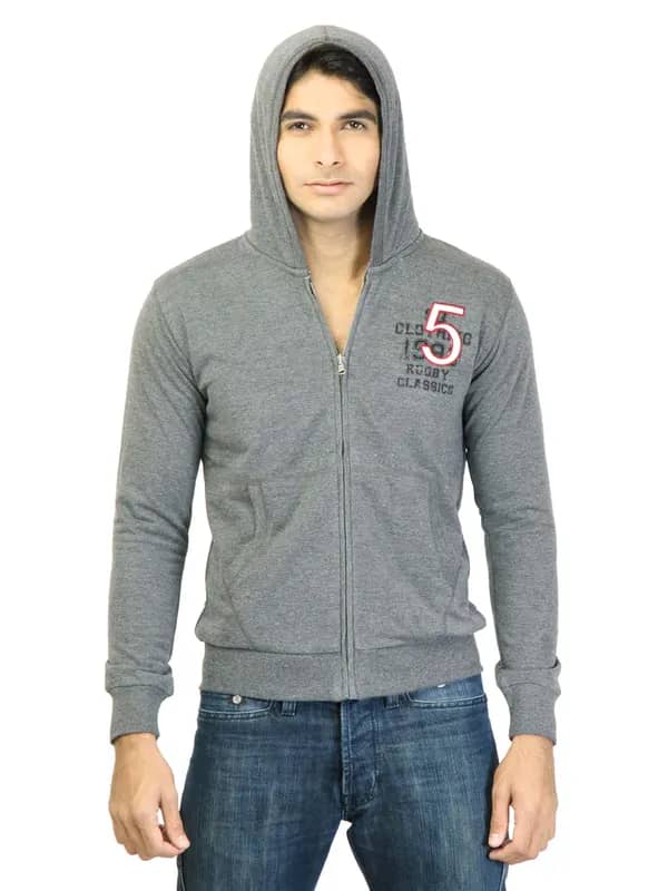 Status Quo Men Solid Dark Grey Sweatshirt