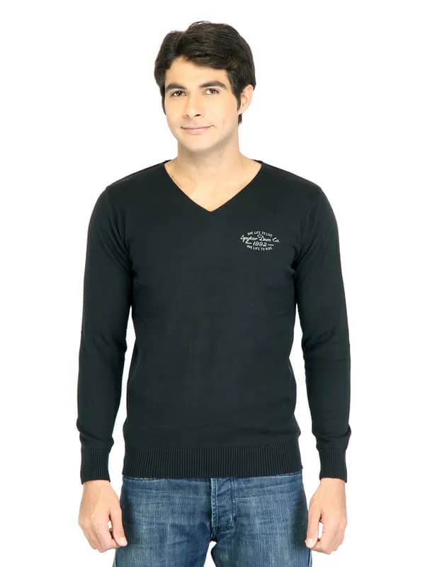 Spykar Men Solid Black Sweater