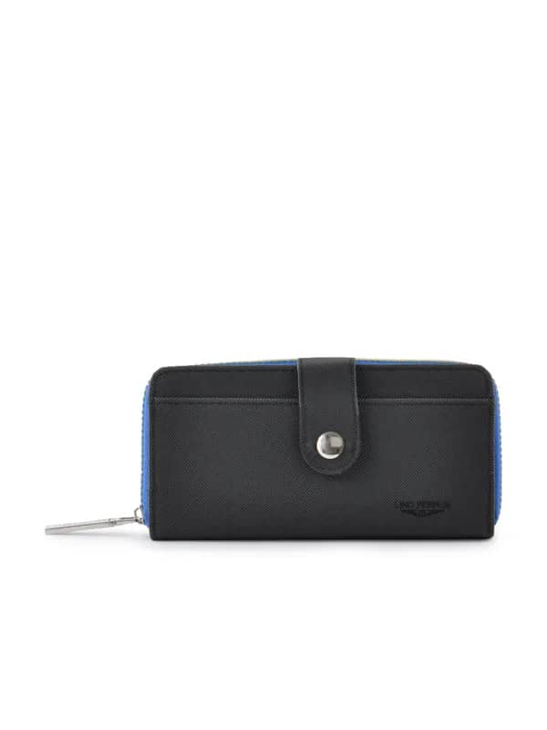 Lino Perros Women Blue Zip Black Wallet