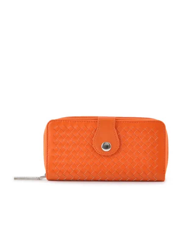 Lino Perros Women Button Flap Orange Wallet