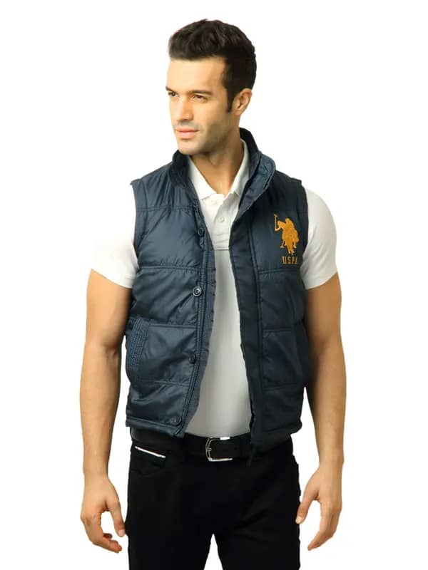 U.S. Polo Assn. Men Solid Navy Blue Jacket