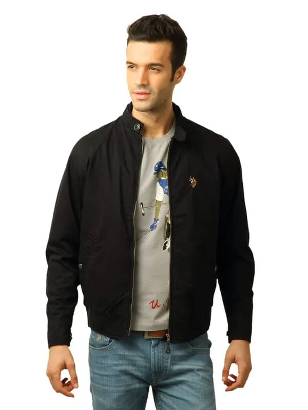 U.S. Polo Assn. Men Solid Black Jacket