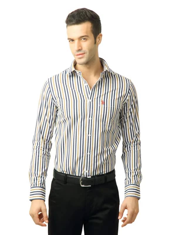 U.S. Polo Assn. Men Stripes Blue Shirt