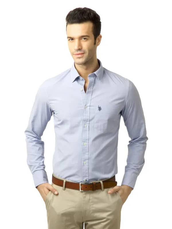 U.S. Polo Assn. Men Checks Blue Shirt