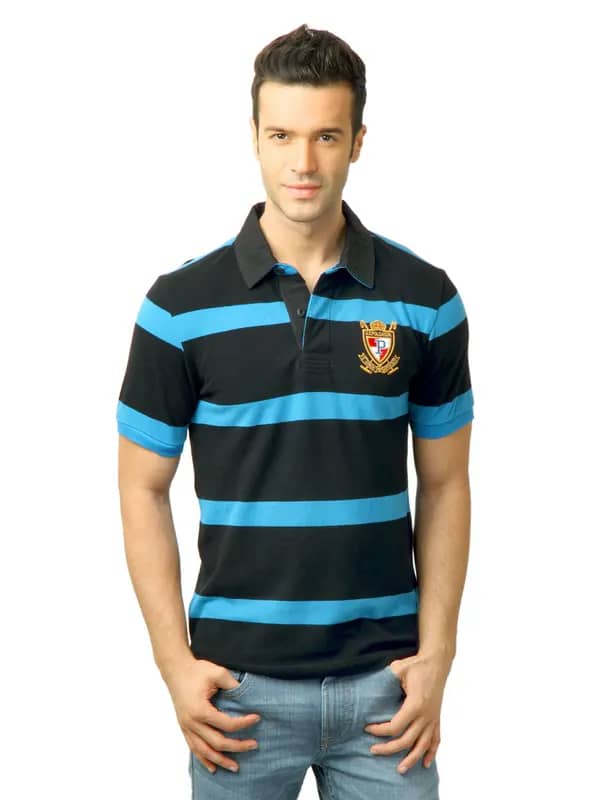 U.S. Polo Assn. Men Stripes Black Polo Tshirt