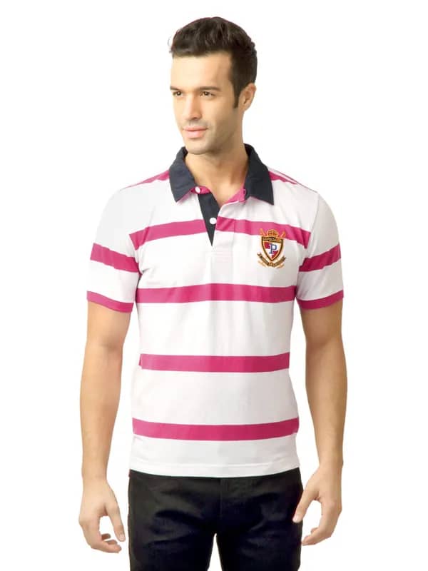 U.S. Polo Assn. Men Stripes White Polo Tshirt