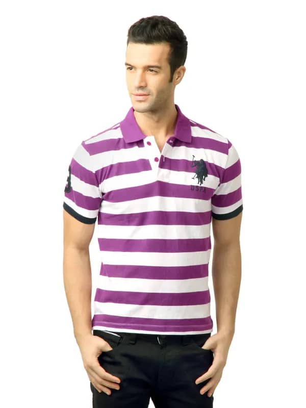 U.S. Polo Assn. Men Stripes White Polo Tshirt