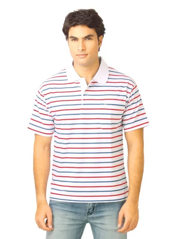 Classic Polo Men Stripes White Polo T-Shirt