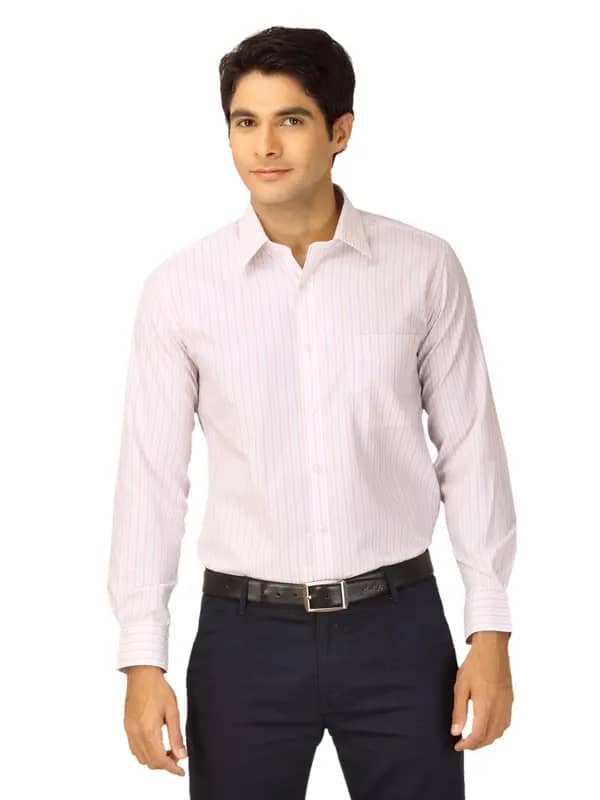 Mark Taylor Men Red & White Striped Shirt