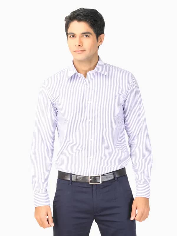 Mark Taylor Men Blue & White Shirt