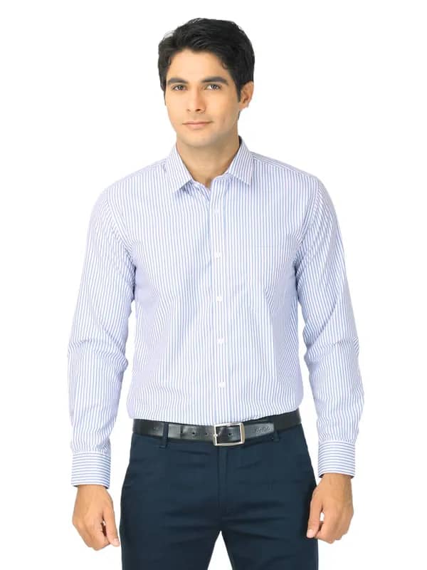 Mark Taylor Men Red & Blue Striped Shirt