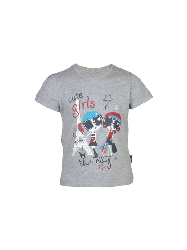 Doodle Cute Girls Grey Tshirt