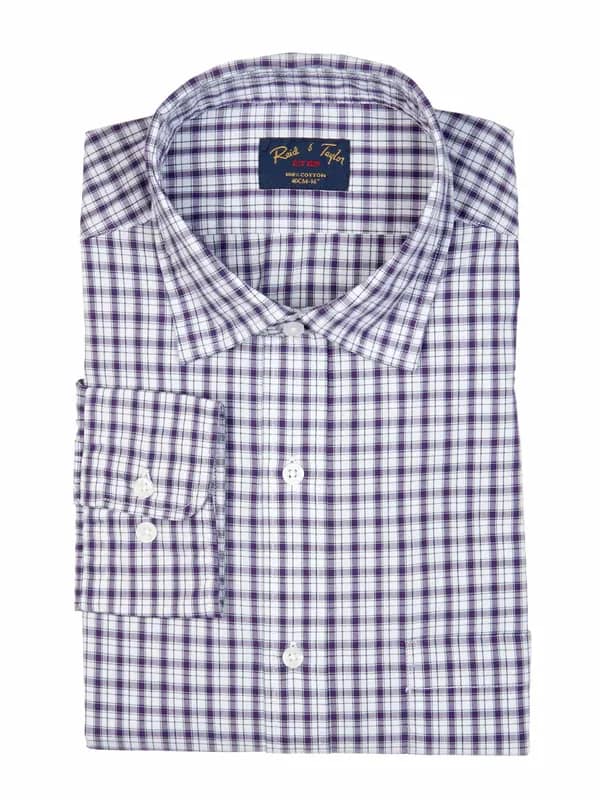 Reid & Taylor Men Check White Shirt
