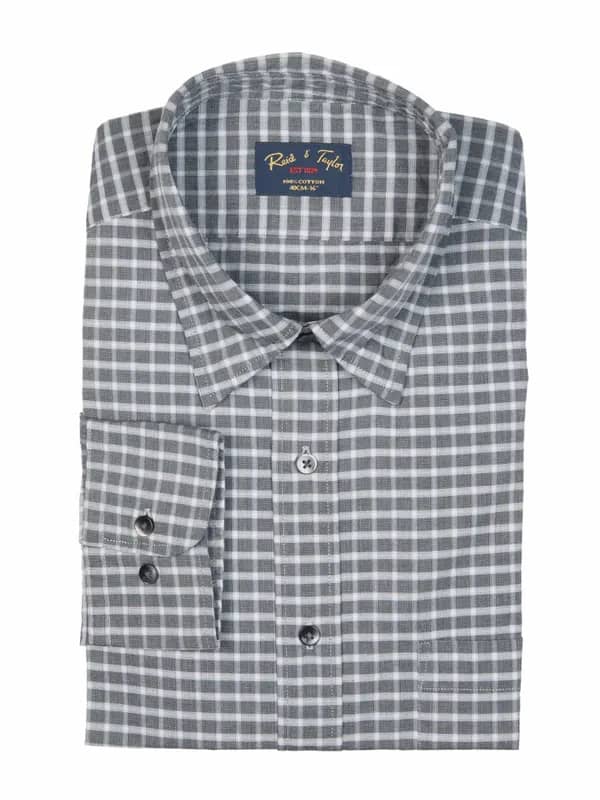 Reid & Taylor Men Check Grey Shirt